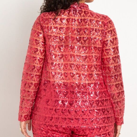 Eloquii pink Sequin Jumpsuit heart Valentine’s Day - Picture 6 of 16